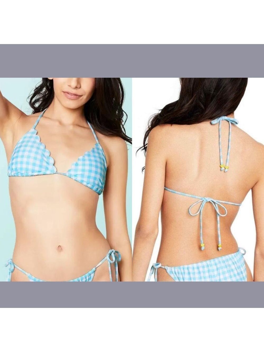 Stoney Clover Lane X Target Gingham Triangle Bikini Top Women S Blue White Beach
